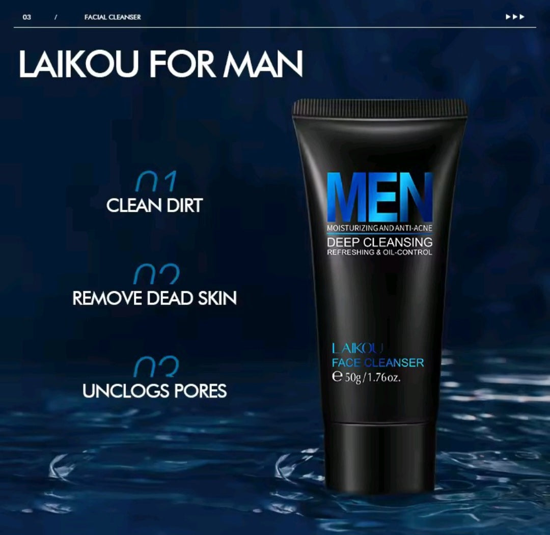 LAIKOU Men Facial Cleanser Face Washing Moisturizing Man Skin Care Oil Control Blackhead Remove Scrub Cosmetics Deep Norishing