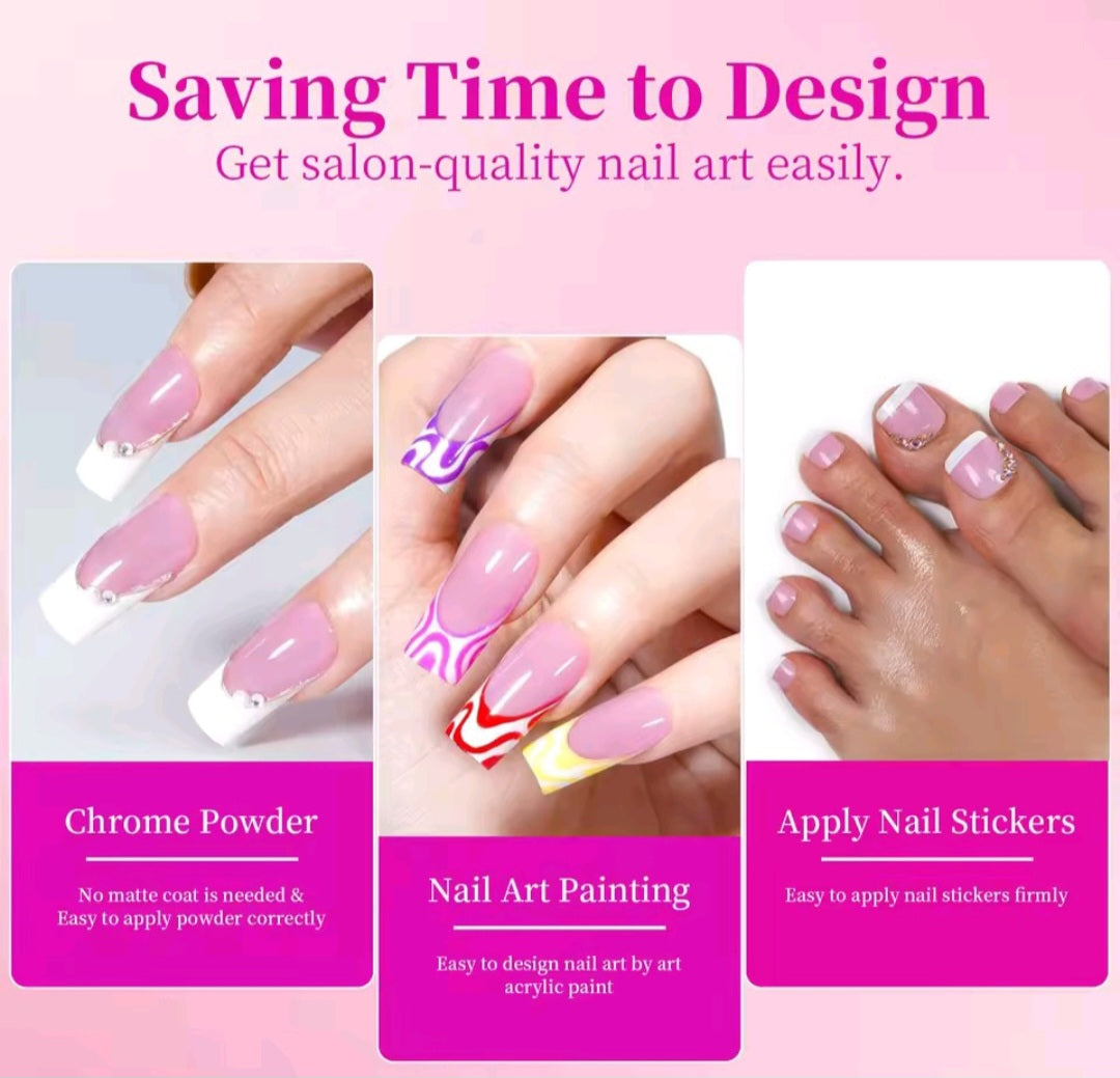 144pcs French hand and foot wear nail set summer short square shiny false toenail acrylic full coverage suitable for nail salon